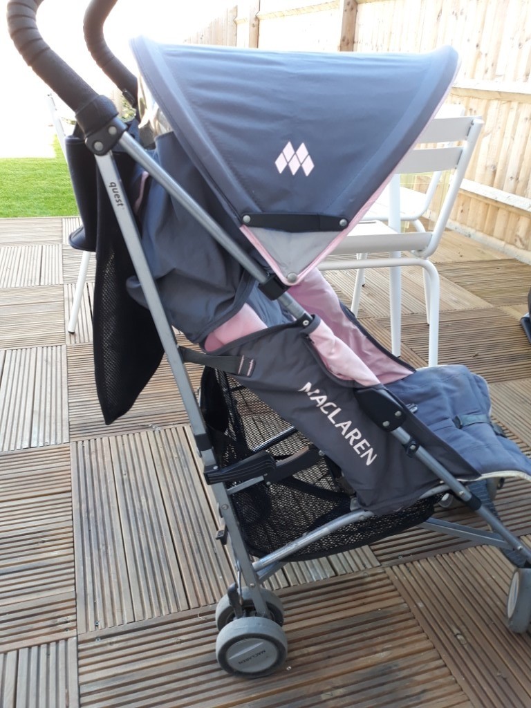 maclaren stroller pink and gray